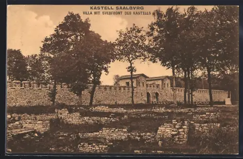 AK Saalburg / Taunus, Villa mit Südfront des Kastells