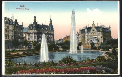 AK Köln-Neustadt, Deutscher Ring, Springbrunnen