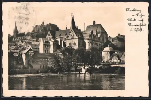AK Marburg a. Lahn, Blick auf Universität u. Schloss