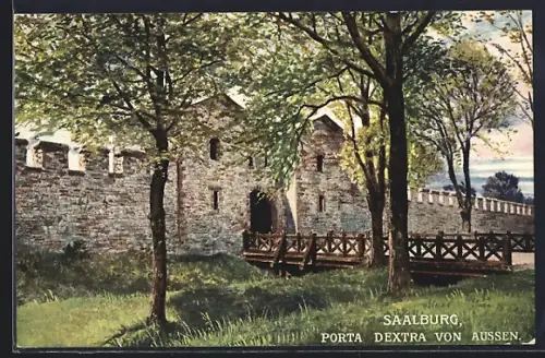 Künstler-AK Saalburg / Taunus, Porta Dextra von aussen