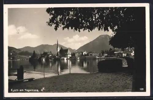 AK Egern am Tegernsee, Ortsansicht vom See aus