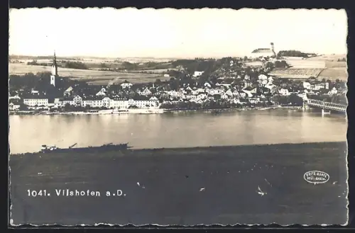 AK Vilshofen a. D., Ortsansicht mit Donau
