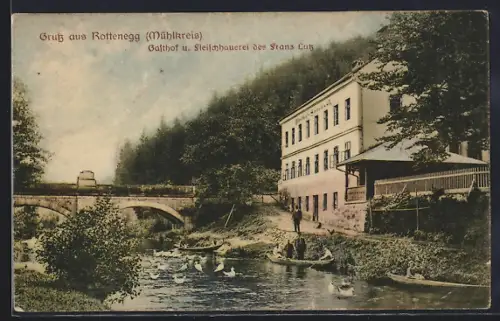 AK St. Gotthard im Mühlkreis, Rottenegg, Gasthof und Fleischhauerei des Franz Lutz