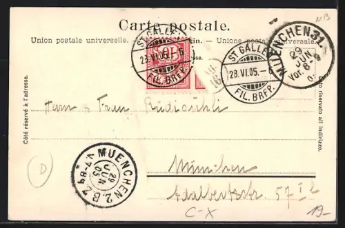 AK St. Gallen, Einfahrt der Eisenbahn in die Rosenbergstrasse