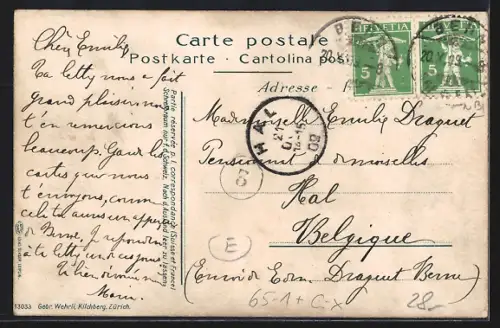 AK Bern, Eisenbahnzug verlässt den Bahnhof