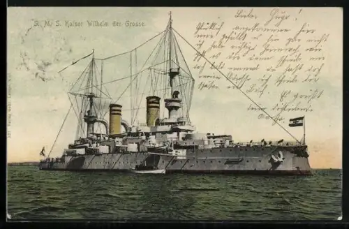 AK Kriegsschiff SMS Kaiser Wilhelm der Grosse auf See