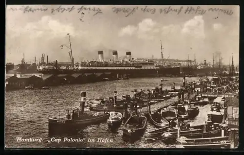 AK Hamburg, Passagierschiff Cap Polonio im Hafen
