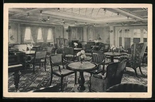 AK Passagierschiff Columbus, Gesellschaftssalon II. Klasse