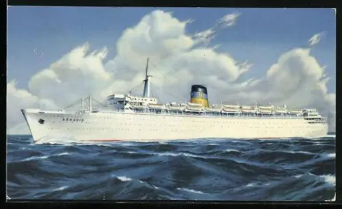 AK Q.S.S. Arkadia auf hoher See, Passagierschiff
