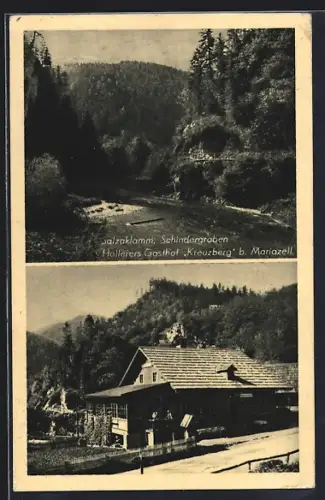 AK Mariazell, Salzaklamm, Schindergraben, Hollerers Gasthof Kreuzberg