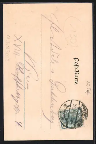 AK Traismauer, Hungerturm und St. Florianstatue