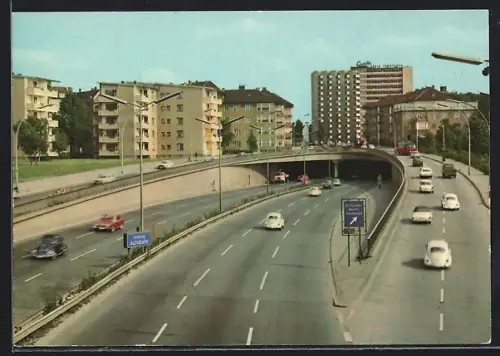 AK Berlin-Halensee, Stadtautobahn, Tunnel, Wohnhäuser