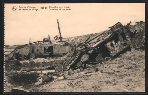 AK Ypres, Hooge, Ruines, Cimetière des tanks