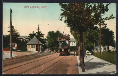 AK Poole, Park Gates, Strassenbahn