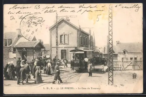 AK Le Portel, La Gare du Tramway, Strassenbahn