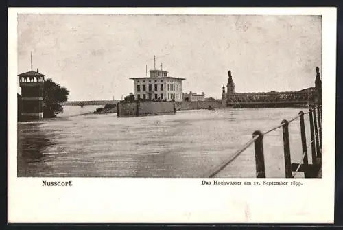 AK Wien-Nussdorf, Ortspartie beim Hochwasser 1899