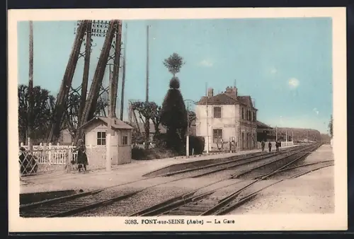 AK Pont-sur-Seine, La Gare, Bahnhof