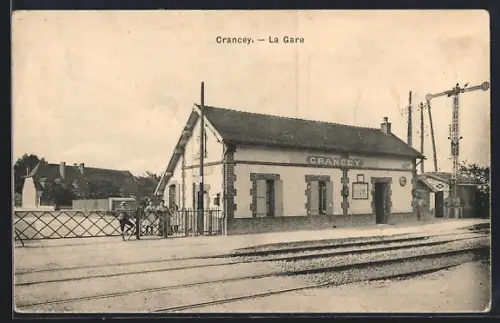 AK Crancey, La Gare, Bahnhof