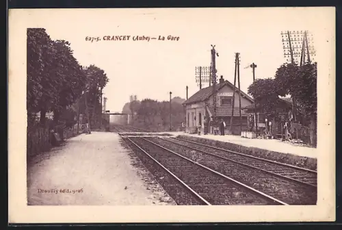 AK Crancey, La Gare, Bahnhof