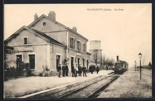 AK Villenauxe, la Gare, Bahnhof mit einfahrendem Zug
