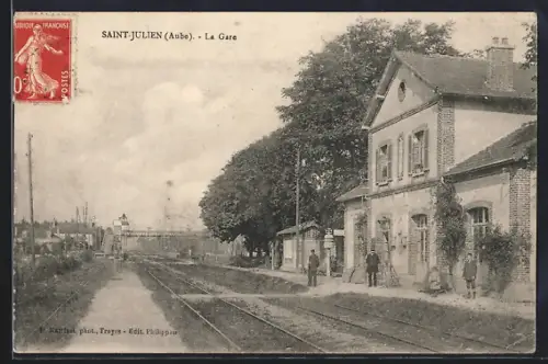 AK Saint-Julien, La Gare, Bahnhof