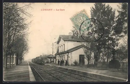 AK Lusigny, La Gare, Bahnhof