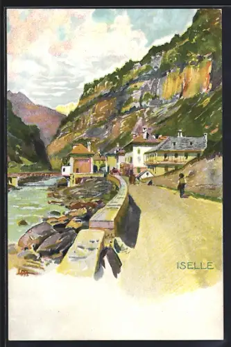 Künstler-AK Leopoldo Metlicovitz: Iselle, Panorama