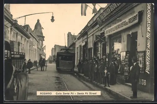 AK Rosario, Calle Santa Fé, Strassenbahn