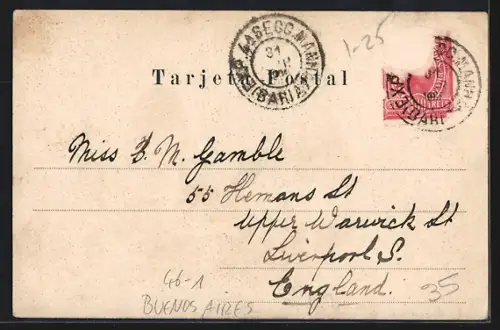 AK Buenos Aires, Iglesia de S. José, Strassenbahn