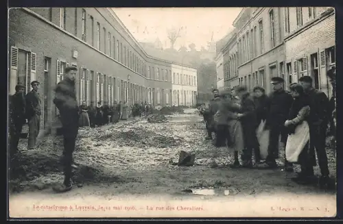 AK Louvain, Le cataclysme à Louvain 1906, La rue des Chevaliers