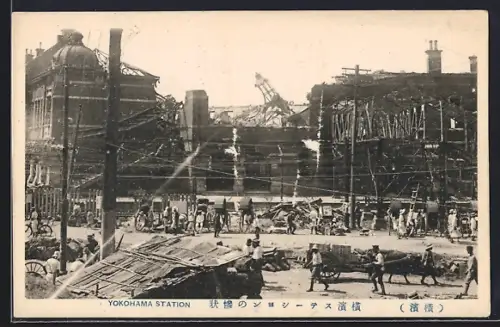 AK Yokohama, Eingestürzter Bahnhof nach Erdbeben