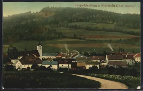 AK Leopoldschlag b. Freistadt, Ortsansicht aus der Vogelschau