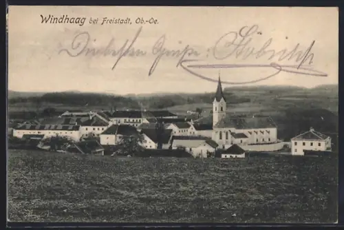 AK Windhaag b. Freistadt, Ortsansicht aus der Vogelschau