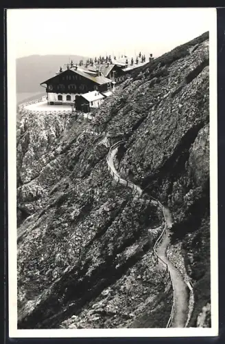 AK Hochschneeberg, Hotel Hochschneeberg mit Zahnradbahn