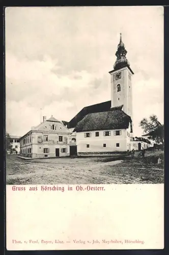 AK Hörsching in Ob.-Oesterr., Partie bei der Kirche