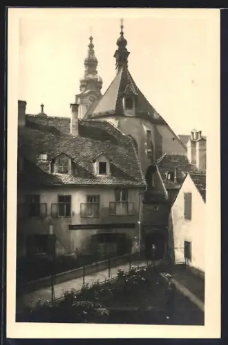 AK Graz, Stadt-Pfarrkirche mit Garten