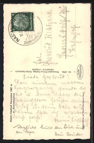 AK Fernstein, Gasthof Fernstein mit Sonnenspitze