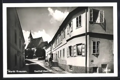 AK Markt Kreuzen, Gasthof Kastner mit Kirche