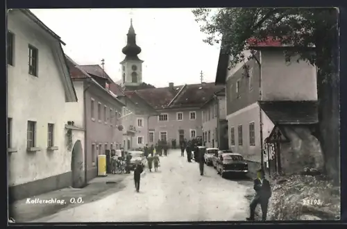 AK Kollerschlag, Ortsteilansicht mit Automobil