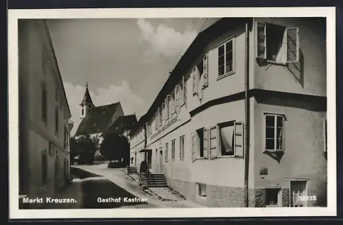 AK Markt Kreuzen, Gasthof Kastner mit Kirche