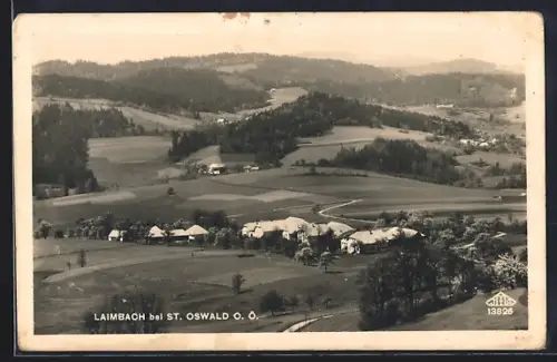 AK St. Oswald bei Haslach, Laimbach aus der Vogelschau
