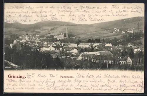 AK Grinzing, Panorama mit Hügeln