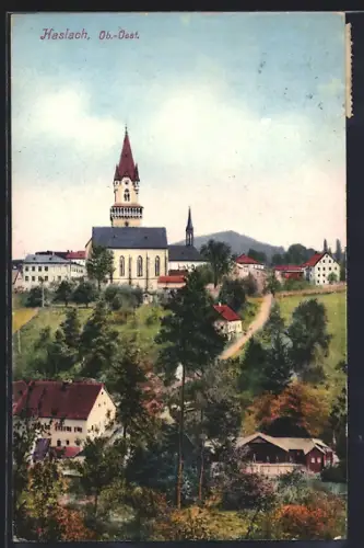 AK Haslach, Ortspartie mit Blick nach der Kirche
