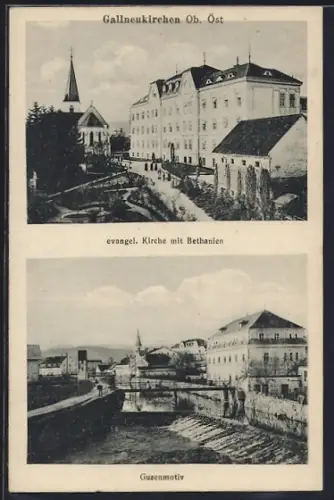 AK Gallneukirchen /Ob. Öst., Evangel. Kirche mit Bethanien, Gusenmotiv