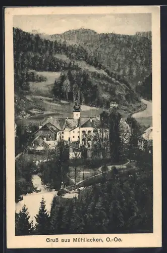 AK Mühllacken /O.-Oe., Ortsansicht aus der Vogelschau
