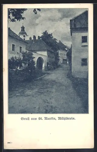 AK St. Martin /Mühlkreis, Strassenpartie im Ortszentrum