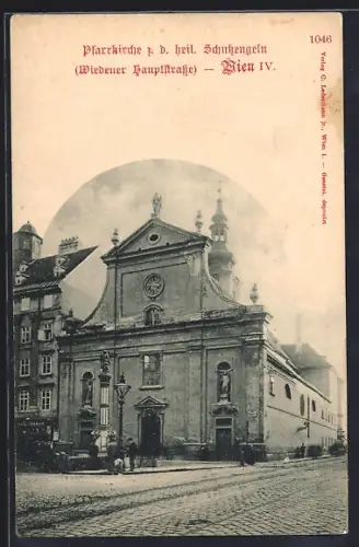 AK Wien, Pfarrkirche z. d. heil. Schutzengeln in der Wiedener Hauptstrasse
