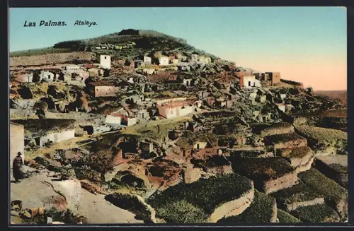 AK Las Palmas, Atalaya, Häuser am Hang