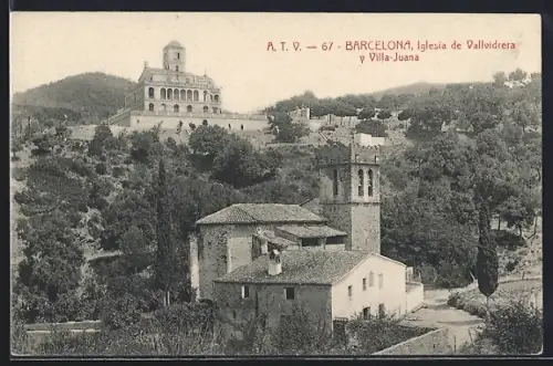 AK Barcelona, Iglesia de Vallvidrera y Villa-Juana