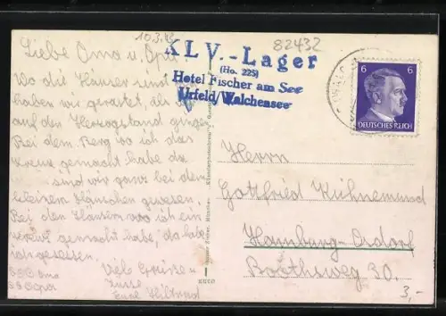 AK Herzogstandhaus, Unterkunftshaus auf dem Herzogstand mit Blick zum Stieg auf dem Berggrat